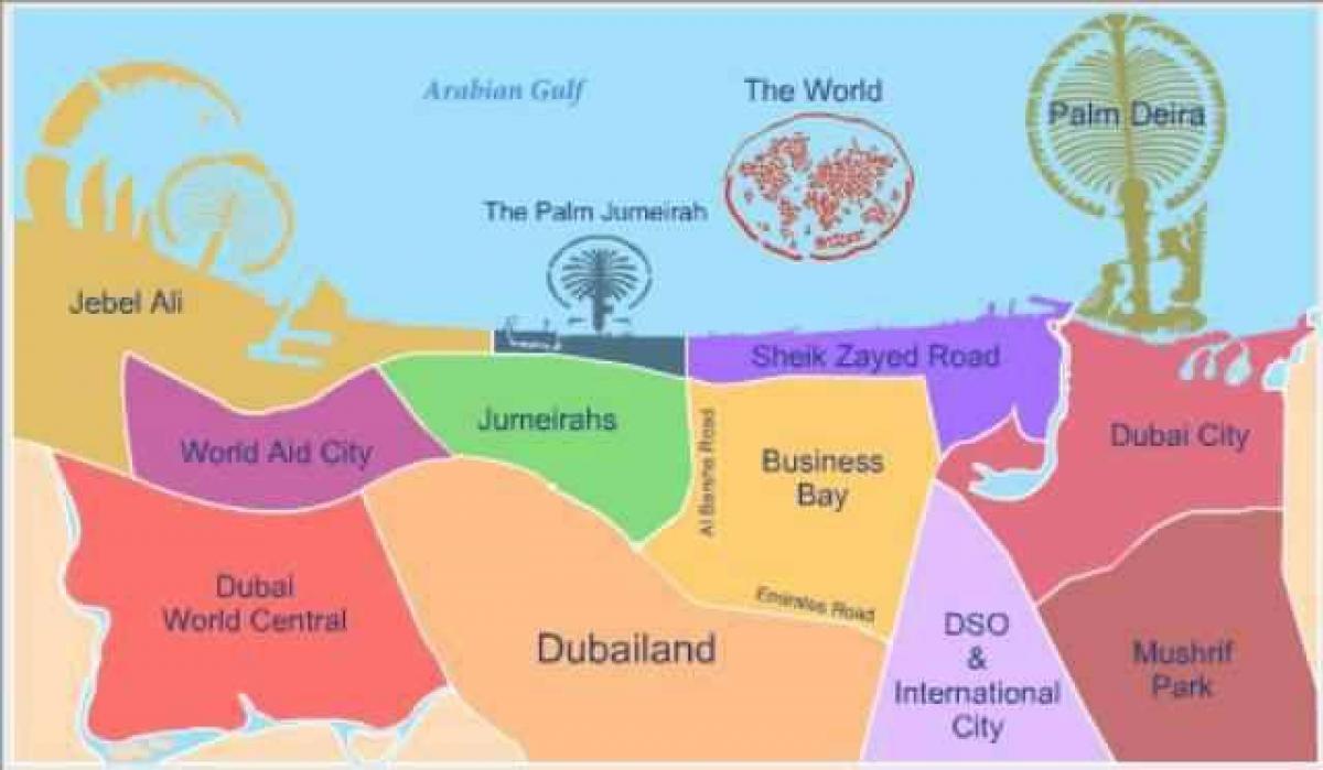 Mapa dos bairros de Dubai